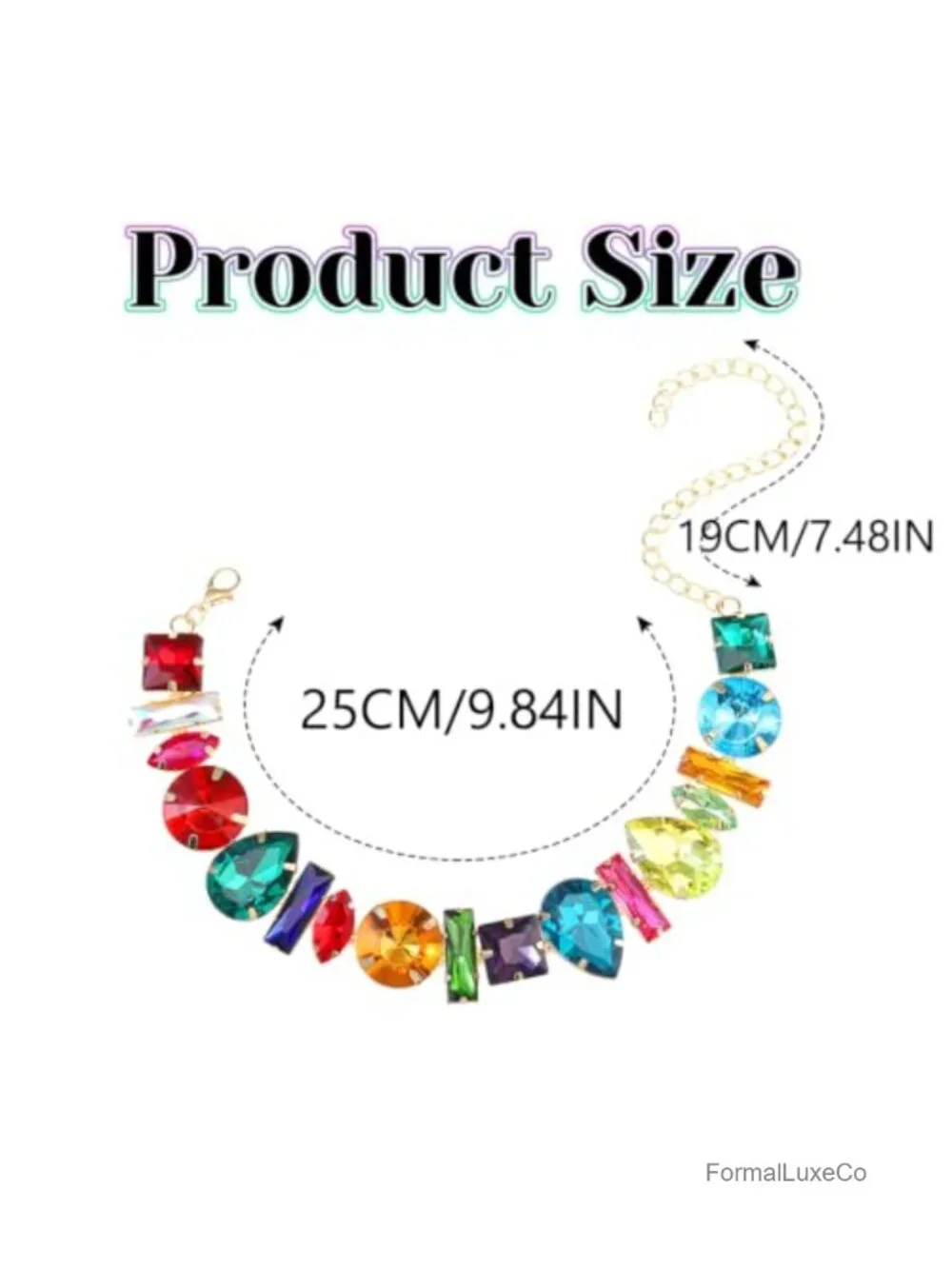 Alloy Gemstone Rhinestone Choker Necklace with Lobster Clasp Adjustable Chain